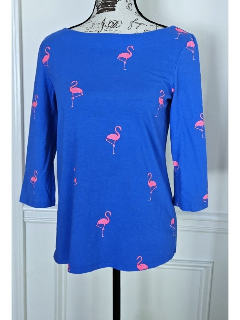 Lilly Pulitzer S Daphne Knit Tee Top Pink & Royal Flamingo